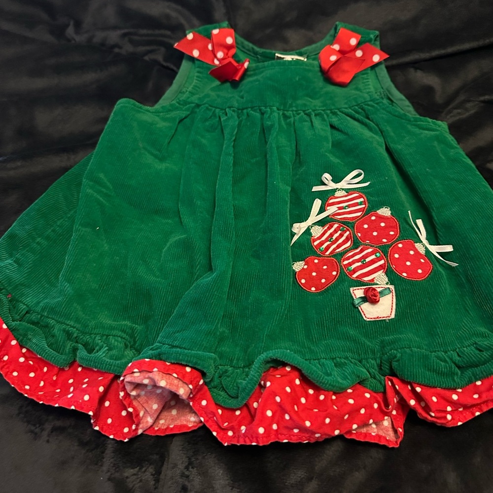 Festive Green and Red Kids Dress - Bin 14